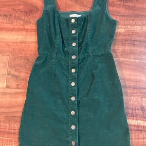 Urban Outfitters Green Button-Down Corduroy Dress